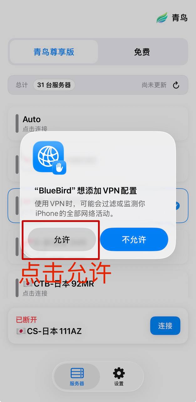 BlueBird VPN设置